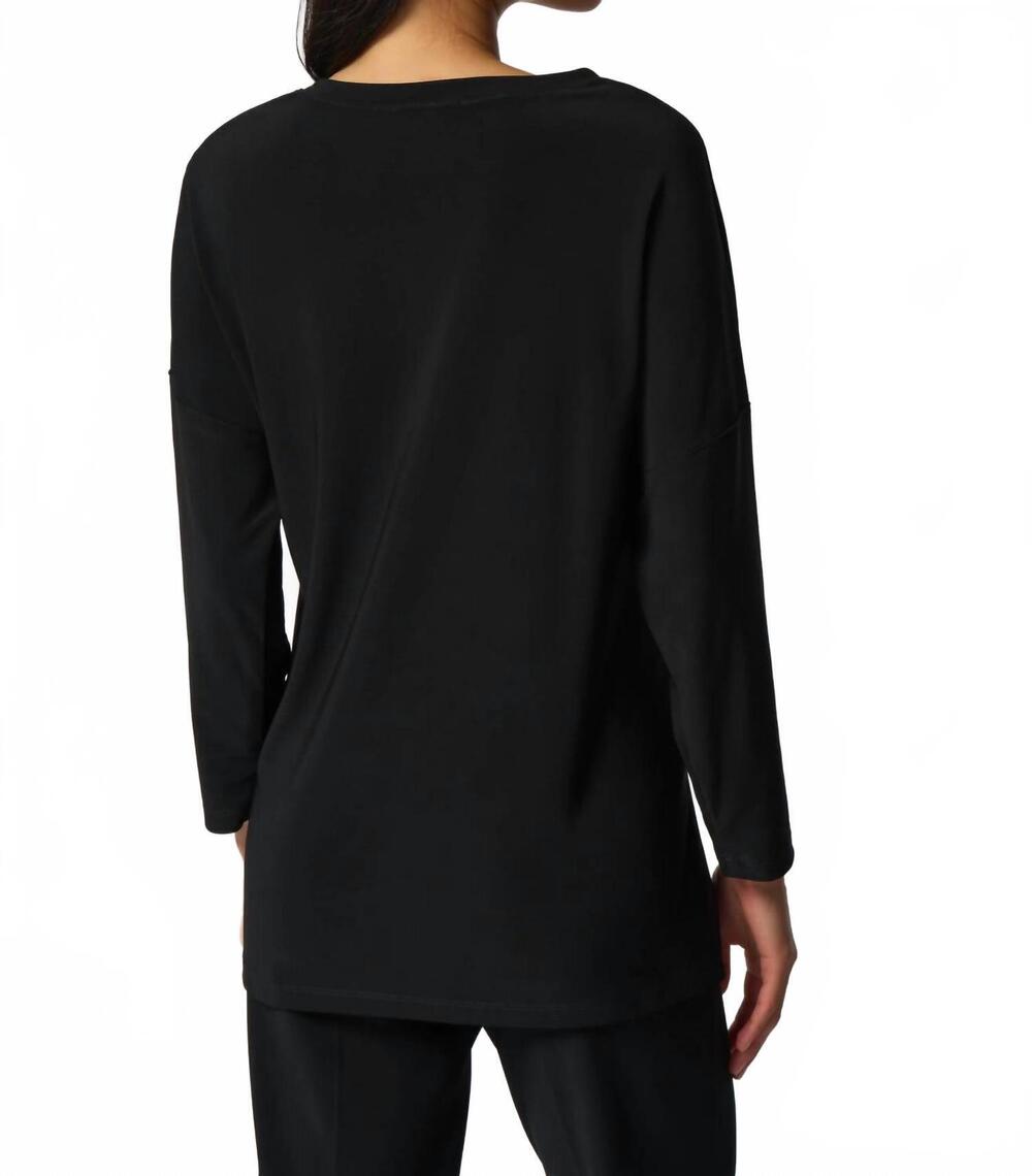 NEW JOSEPH RIBKOFF ronan rhinestone v-neck top in black multi - Picture 4 of 5